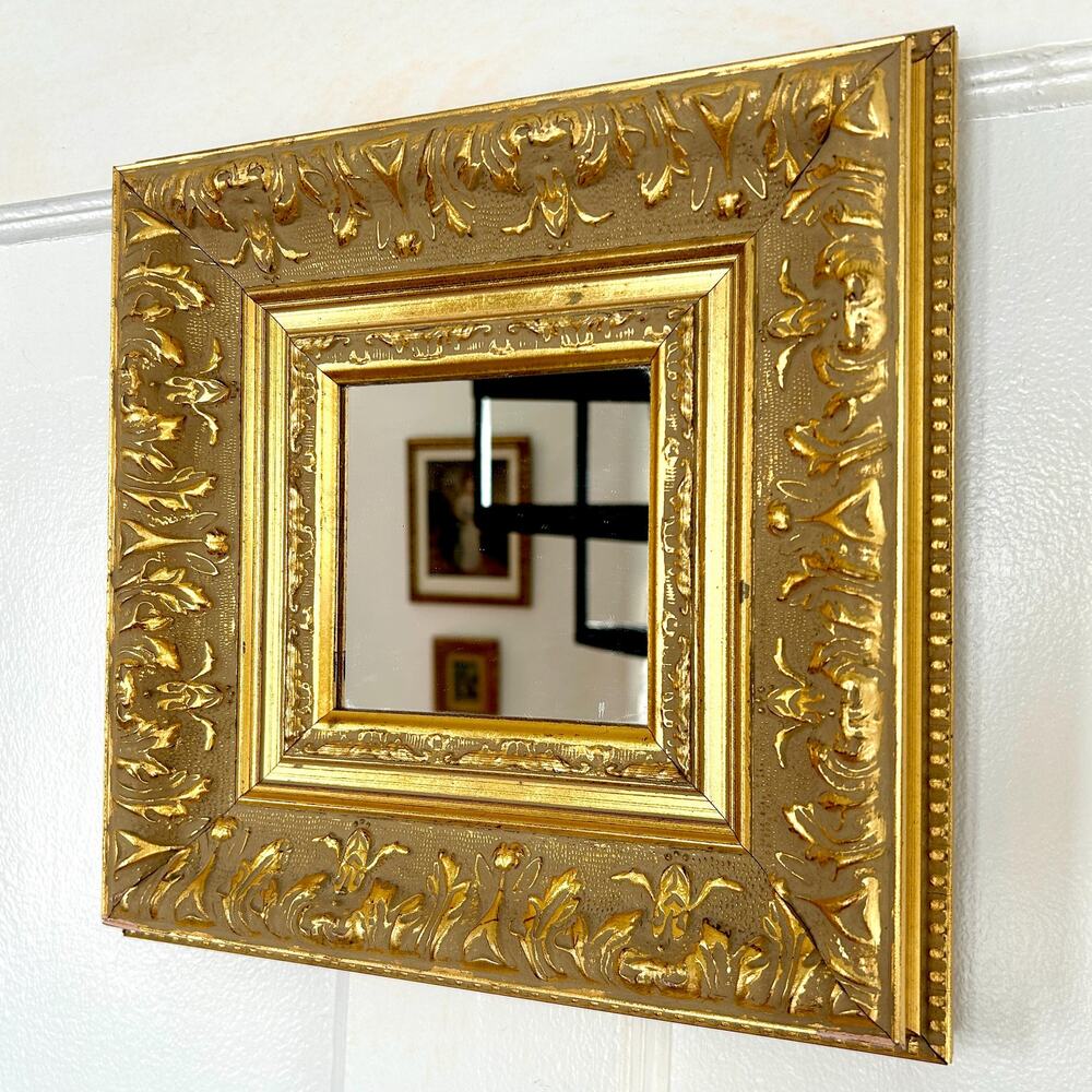 Vintage Ornate Gold Framed Mirror 11.5x11.x5 | Wall Decor | Grand Millennial